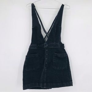 Free People Love Black Denim Overall Jumper Mini Dress Size 10